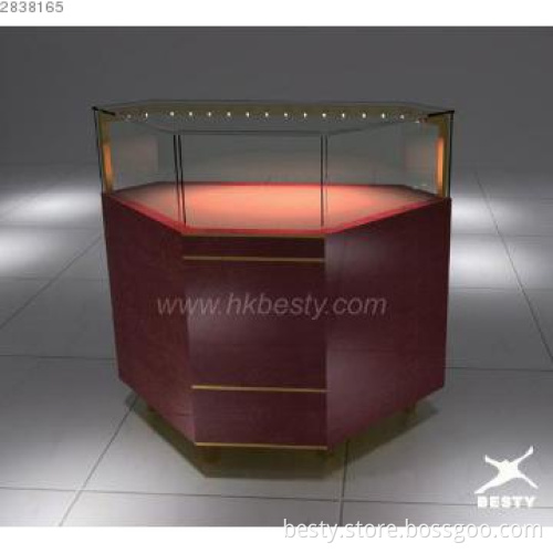 cherry wood display counter for jewelry shop